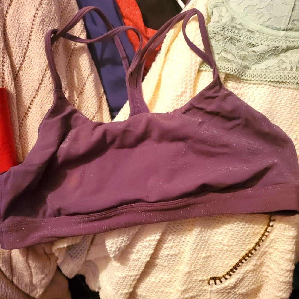 Purple sparkly sports bra no support just a band size M